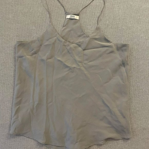 Grey 100% Silk Grana Tank Top - Picture 1 of 3